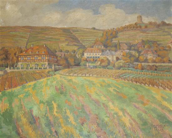 Karl Hubschnann oil on canvas, German landscape, signed and dated 1937, 42 x 53cm.